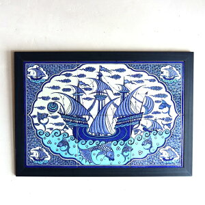 �y15%OFF�N�[�|���Ώہz�g���R���� �菑��6���^�C�� H67×W45×D1.5cm �`���i�b�J�� ���D �u���[���C�r�[Turkish Hand Paint Tiles