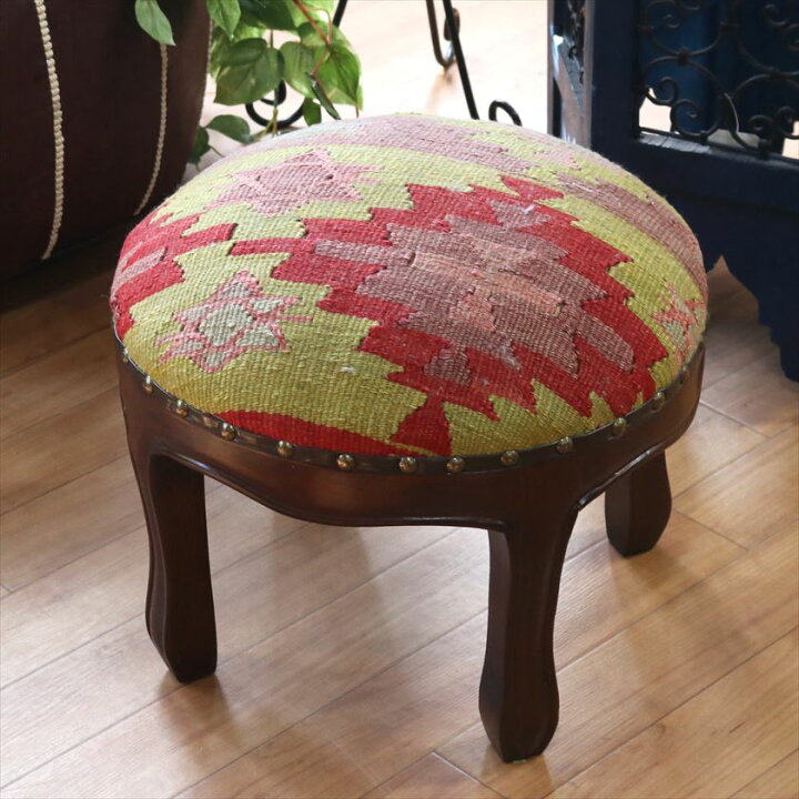 楽天市場】オールドキリムスツール 直径35×H29cm ラウンド イーブル 