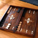 バックギャモン Backgammon 50×50cm 折り畳み式 螺鈿模様 ゲームボードゲーム盤・2色駒とサイコロ付