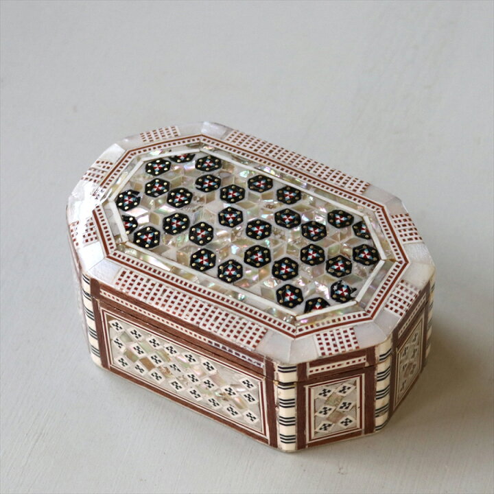 楽天市場】エジプト製螺鈿ジュエリーボックス W11.5×H5×D7.5cm 八角形 