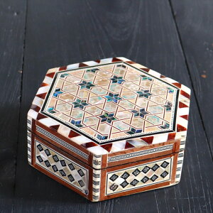 GWvgWG[{bNXZp` Mother of Pearl Jewelry Box Hexagon/