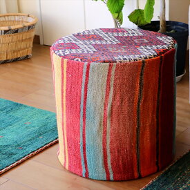 【15%OFFクーポン対象品】オールドキリムプフ・シリンダー Old Kilim Pouf Cylinder カラフルボーダー・プフクッション・オットマンプフ【中綿別売り】