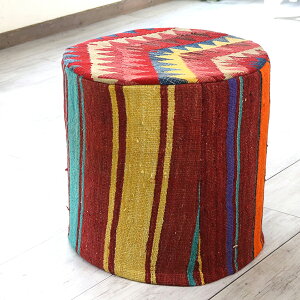 �I�[���h�L�����v�t�@�L�����X�c�[�� �V�����_�[ Old Kilim Pouf Cylinder �J���t���{�[�_�[�@�t���A�N�b�V���� �I�b�g�}���v�t�y���ȕʔ���z