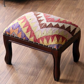 オールドキリム木製家具 H29×W39×D29cm アフィヨン レクタングルサイズ スツール・オットマン old kilim stool ottman