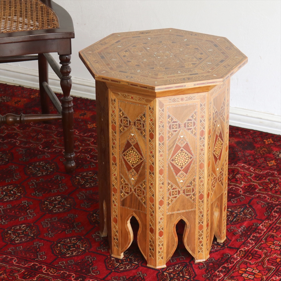 楽天市場】シリア製寄木細工の木製サイドテーブル W41xH50.5xD41cm