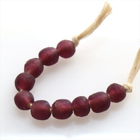 アフリカ・クロボビーズ(再生ガラスビーズ）10粒/ボルドー African glass beads, GAHANA