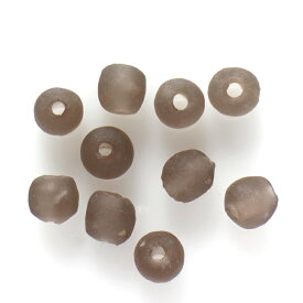 アフリカ・クロボビーズ(再生ガラスビーズ）　スモーキーブラウン/10粒　African glass beads, GAHANA 【クリックポスト利用可】