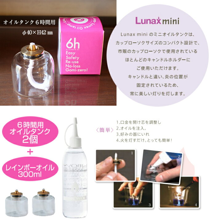 楽天市場】LUNUX Miniオイルタンク6時間用2個+レインボーオイル 