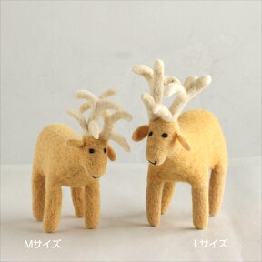 フェルトのぬいぐるみ・シカ・Lサイズ/キルギス製KyrgyzstanFeltanimal・Deer/Lsize