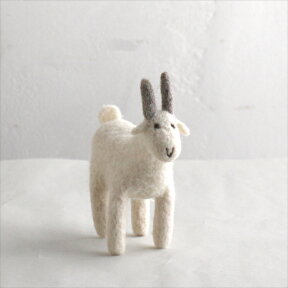 フェルトのぬいぐるみ・ヤギ・Sサイズ/キルギス製KyrgyzstanFeltanimal・Goat/Ssize