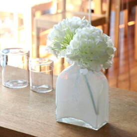 花瓶 長角瓶 一輪挿し フラワーベース ガラス シンプル オパール H17.5×W11.5×D5.5cm Flower Vase Galass Opal
