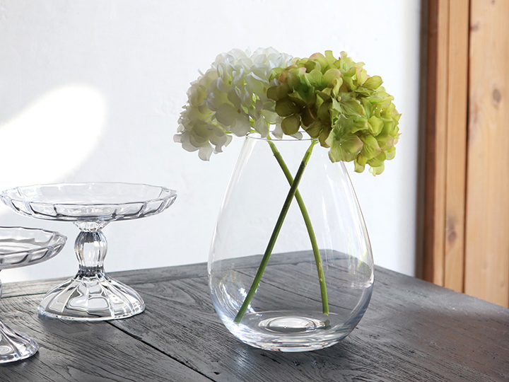 楽天市場】フラワーベース 花瓶 ガラス シンプル しずく型 直径14×高さ 
