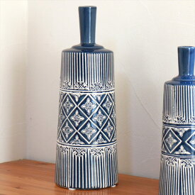 陶器花瓶 セラミックボトル 高さ51cm　オランダ製 ブルー