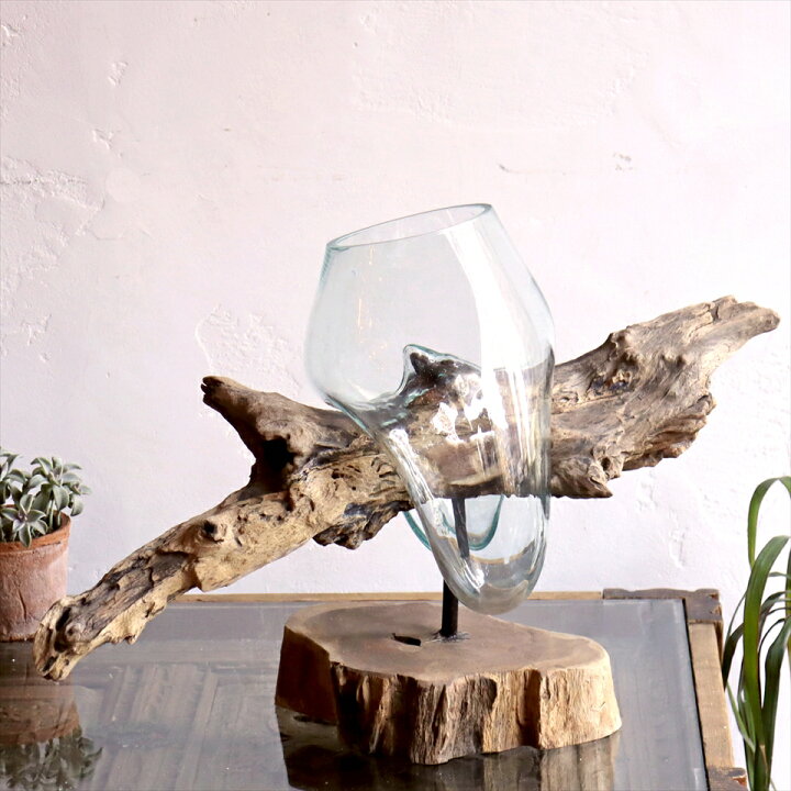 楽天市場 流木 ガラスベース H35xw51xd26cm フラワーベース 花瓶 Glass Planter Flower Vase 現品お届け ガラタバザール キリム 雑貨