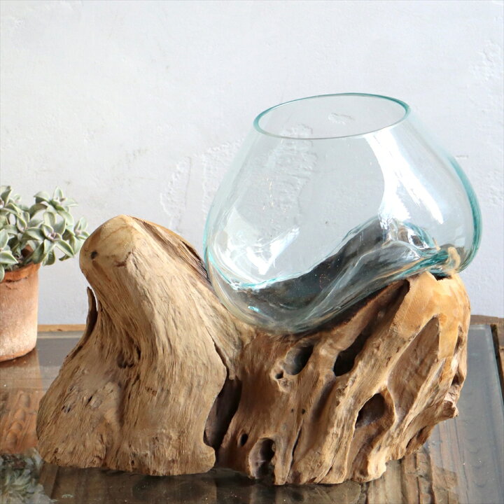 楽天市場 流木 フラワーベース 花瓶 H26xw33xd19cm ガラスベース Glass Planter Flower Vase 現品お届け ガラタバザール キリム 雑貨