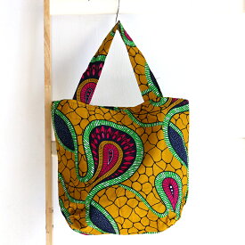 パーニュ　エコバッグ ワックスプリント サラセニア・イエロー Pagne West African Fabric