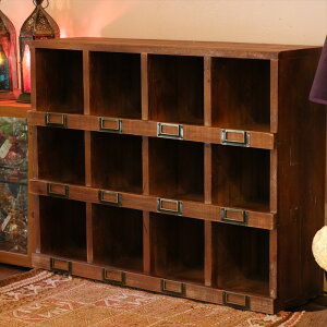 �E�b�h�R���N�V�����{�b�N�X 12�}�X H48×W60×D19cm Wood Collection Box