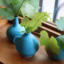 信楽焼 陶器花瓶 フラワーベース　7.7cm持ち手付　徳利形