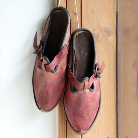 【15%OFFクーポン対象品】アナトリアンフォークシューズ～19世紀の製法で作ったオリジナルの革靴ピンク ベルト付き ミュール サンダル サイズ37