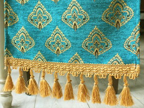 テーブルランナー・ベッドスロー216×32cmヤプラック・ピーコックブルーTablerunner,Bedthrough,Turkishtextile,トルコ製ファブリック