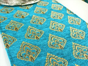 テーブルランナー・ベッドスロー216×32cmヤプラック・ピーコックブルーTablerunner,Bedthrough,Turkishtextile,トルコ製ファブリック