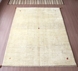 【15%OFFクーポン対象品】ギャッベ Gabbeh イラン産 手織りラグ237×171cmナチュラルアイボリー 毛足の長いふかふかな織り