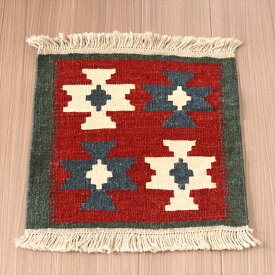手織りキリム ミニキリム　イラン製 41×42cmカシュカイ族 レッド