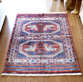 トルコの手織りのじゅうたん・ウール100%の新しいカーペット・ラグ/西アナトリア・アンティーク・リプロダクション171×130cmドラゴンとフェニックスの戦い/Turkish Handweaven Carpet