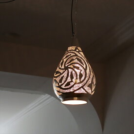 メタルシェード モロッコランプ　Moroccan Metal shade Lamps　ペンダントランプ ドロップ形　ロータス　φ15cm　エジプト製