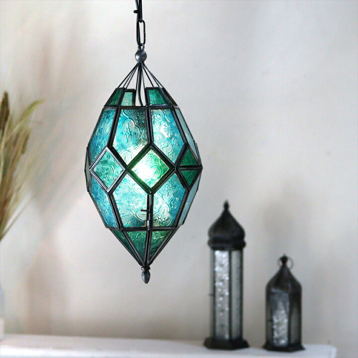楽天市場】ガラスペンダントライト・モロッコランプ 多面体形ランプ  