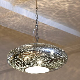 モロッコランプ/メタルシェード・ペンダントランプ 直径44cm Moroccan Metal shade Lamps UFO エジプト製/ロータス E17