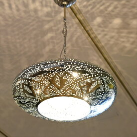 モロッコランプ/メタルシェード・ペンダントランプ 直径41cm Moroccan Metal shade Lamps UFO エジプト製/ロータス E17