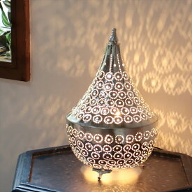 モロッコ メタルシェード・スタンドランプ/Moroccan　Metal shade Lamps Φ19cm タジン/パインアップル シルバー色 口金E17 エジプト製