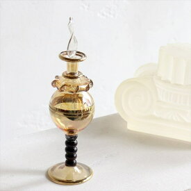 エジプト香水瓶・手吹きガラスの工芸品・14cmサイズ・カラフルステムイエロー・OUTLET・サービス品