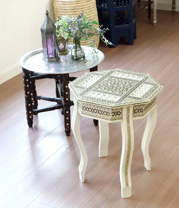 楽天市場】螺鈿家具 Mother of Pearl エジプト螺鈿の工芸家具 サイド 