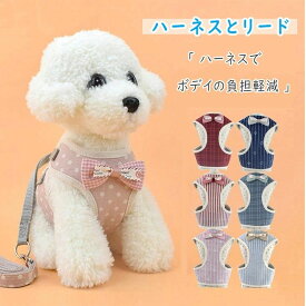ベスト型ハーネス＆リード 肌 軽量メッシュ 2点セット 高強度縫製 ペット用 犬用 通気性あり ハーネスとリード ストレス軽減
