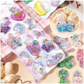 ＼最新デザイン・宝石超可愛い／2枚4枚入り ウォーターシール ぷっくりシール ぷくぷくシール 3D 立体 精巧な柄 手帳用装飾 DIY クリエイティブ ファッション 個性的 かわいい ギフト