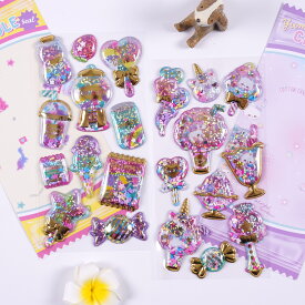 【超可愛い・最新デザイン】ドロップシール キラキラ 3D 立体シール ぷっくりシール ぷくぷくシール 3D 立体 平成レトロ ドロップ ぷっくり つやつや キラキラ かわいい 女の子 平成女子 シール帳 ドロップ シール交換 ボンボン
