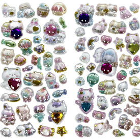 「可愛すぎる・宝石付き立体シール」3Dシール 立体シール かわいい ぷくぷくシール 柄いろいろ可愛い ストレス解消 発散 グッズ 動物 果物 アイス ふわふわ 透明感 3Dクリア ステッカー おもちゃ 贈り物 DIY用