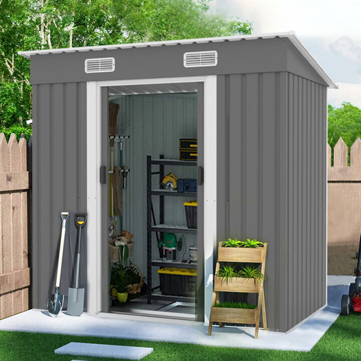 楽天市場】【 グレー】物置 屋外 大型 倉庫 大型物置 戸外収納庫 物置  