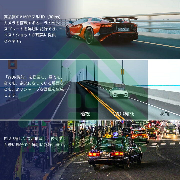 楽天市場 ドライブレコーダー 日本製 Sony Imx335センサー 4k 2160pフルhd高画質 800万画素 170度超広角 ドラレコ 操作簡単 駐車監視 動体検知 Gセンサー ループ録画 上書き Hdr Wdr 全国led信号機対策 送料無料 Kimiplus