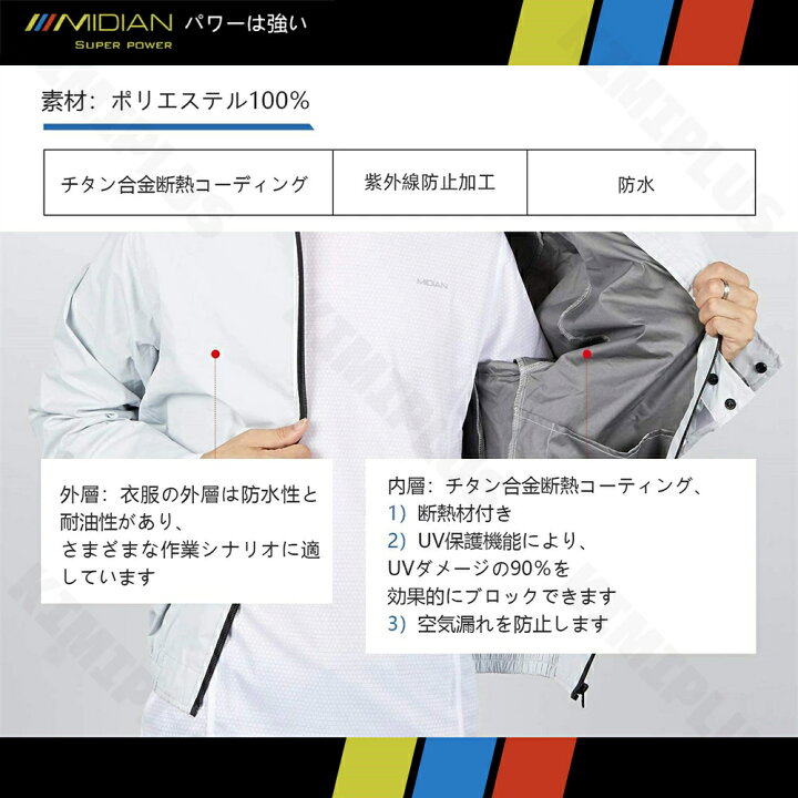 楽天市場】MIDIAN 【冷風機搭載-30V超強力 ファン付きベスト】 空調 