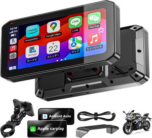 �y�V�������zROHOU �o�C�N�p �X�}�[�g���j�^�[ 5�C���` �h�ƃz���_�[�EACC/USB��w���d CarPlay Android Auto�Ή� �o�C�N �f�B�X�v���C�I�[�f�B�I �i�r IP67�h�� �Z�K�F�؍� ��t���ȒP (�J�����񓋍�)