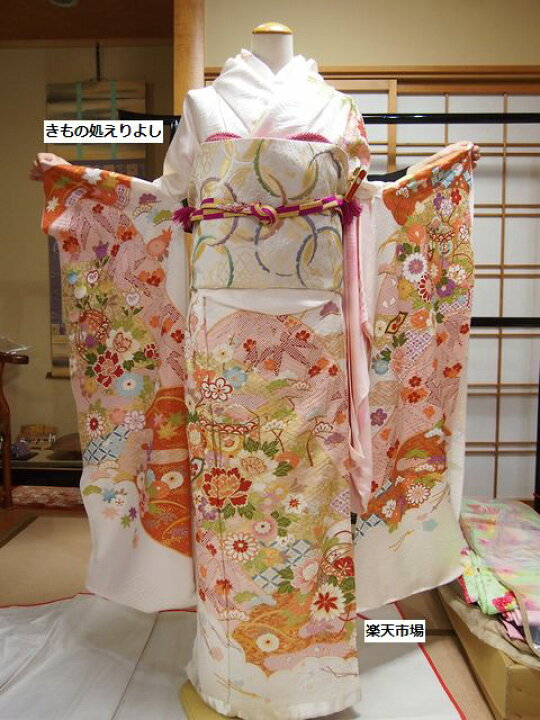 楽天市場】振袖 金駒刺繍入り 金彩加工 純古典柄 雲取りや遠山に四季の 