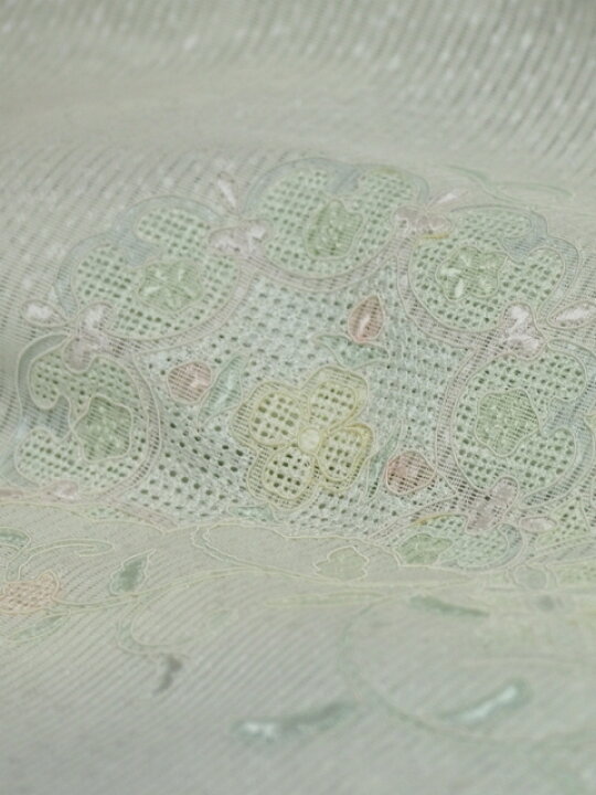 楽天市場】夏用訪問着 縦絽 スワトウ刺繍 鳳凰と花々 淡い黄緑から淡い 