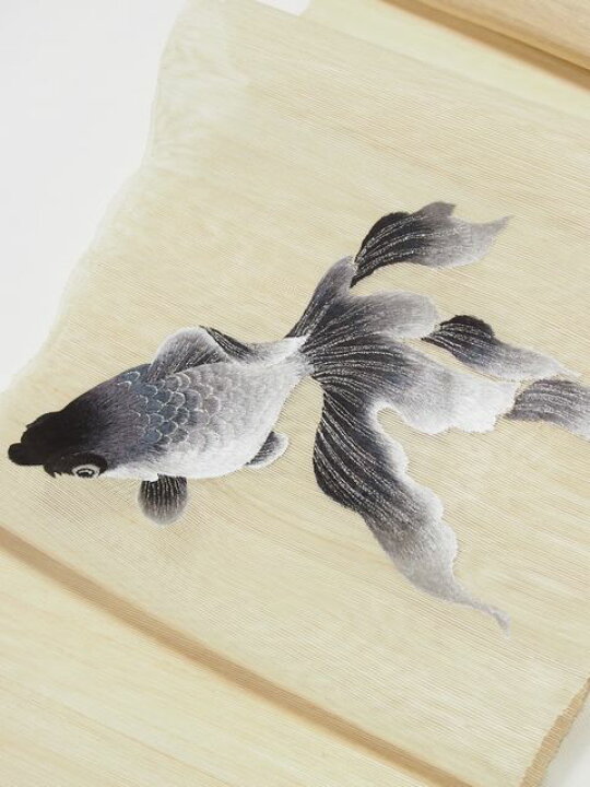 楽天市場】◇再入荷◇帯の誉田屋謹製 夏用紗九寸名古屋帯 金魚の刺繍 