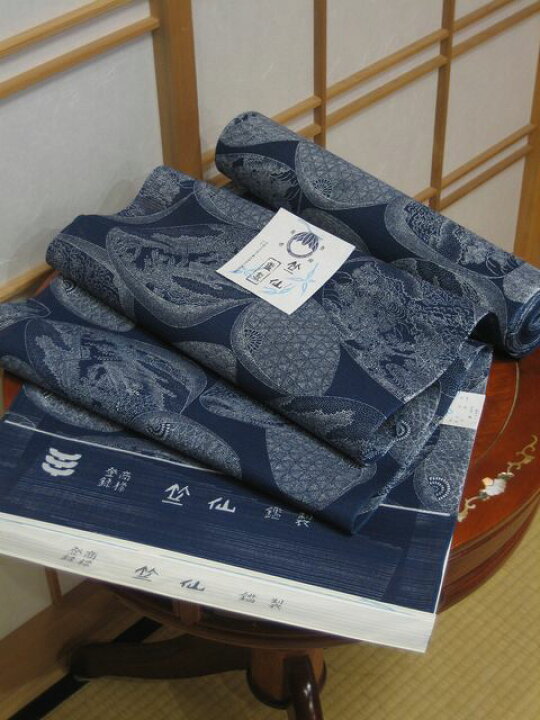 楽天市場】竺仙長板 竺仙鑑製浴衣地 長板本染中形 絽小紋中形 貝文 