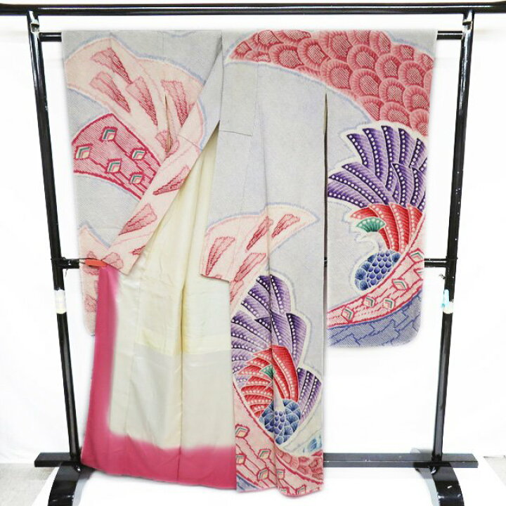 振袖 襦袢セット 着物 中古 藤娘 身丈165cm L トールA1013-1