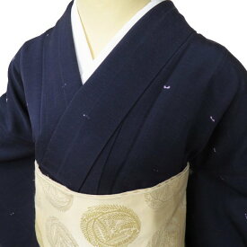 【 中古 】 特選 紬地 リサイクル着物 正絹 袷 カジュアル 濃紺色 身丈170.5cm 裄68cm L トール A1027-1 [ 和服 きもの 紬 普段着 kimono アウトレット 送料無料 きもの北條]