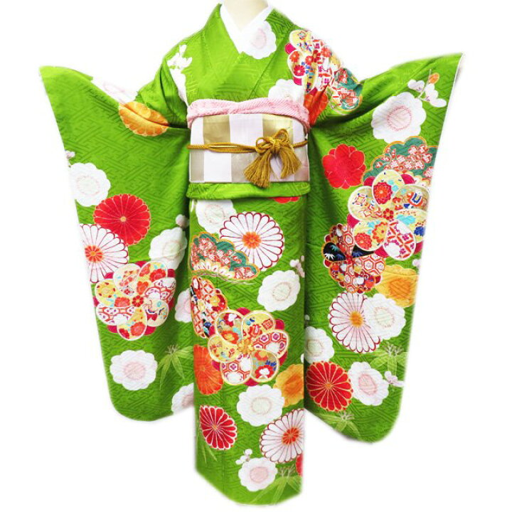 楽天市場】【 中古 】 振袖 着物 リサイクル 正絹 袷 金駒刺繍 花模様  